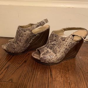 Jessica Simpson snakeskin peep toe wedge heel
